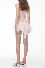 susan Blush Pink Off Shoulder Asymmetrical Ruched Top