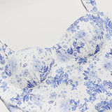 FLORAL PRINTED MIDI DRESS IN BLUE