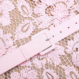 simona Pink Crochet Lace hollow Midi Dress