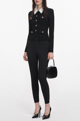 jocelyn Black 9-button Embellished Knit Jacket