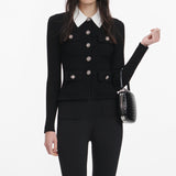 jocelyn Black 9-button Embellished Knit Jacket