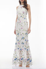 Simcha White Floral Applique Maxi Dress