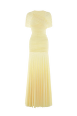 Suttoa Mesh Shawl Ruched Maxi Dress - Yellow