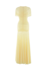 Suttoa Mesh Shawl Ruched Maxi Dress - Yellow