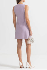 Sequin Lace Embellishments Textured Mini Dress In Purple
