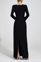 tiffany rhinestone embellished cutout maxi dress - black