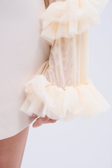 Ruffle Sleeve Blazer Mini Dress - Beige