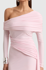 Vlaise Off Shoulder Draped Mini Dress - Pink