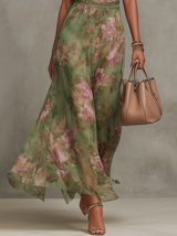 polly Green Floral Chiffon Halter Maxi Dress