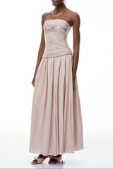 yvonne Off Shoulder Ruched Maxi Dress in pink