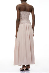 yvonne Off Shoulder Ruched Maxi Dress in pink