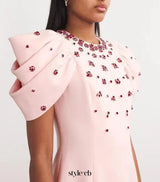 roxanne crystal-embellished crepe bodycon gown in pink