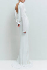 gloria DRAPED BACKLESS JERSEY MAXI DRESS in white