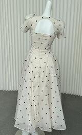 Javaneh White Polka Dot Maxi Dress