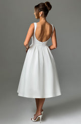 Clarabella sleeveless Midi Dress in white
