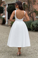 Clarabella sleeveless Midi Dress in white