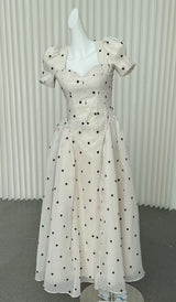 Javaneh White Polka Dot Maxi Dress