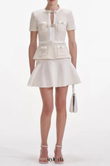 vicky Cream Sequin Knit mini skirt