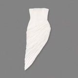 Wanda White Strapless Ruched Asymmetrical Midi Dress