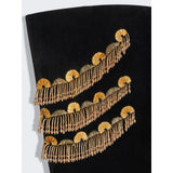 yuri Skeleton tassel embellished Bustier mini Dress in black