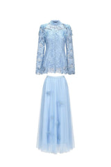 Elizabeth Butterfly Embroidered Lace Maxi Dress