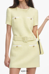 apphia Tweed low-rise pants set in yellow