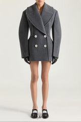 rosemary peacoat in wool in gray