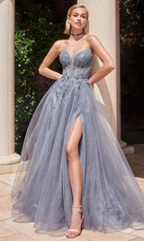 Ladivine  Beaded Appliqued A-Line Prom Gown