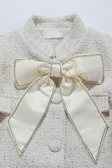 theresa Large bow feather blazer mini dress in white