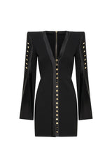 Moises Buttoned Split Sleeve Mini Dress