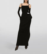 RIBBED-KNIT MAXI DRESS IN BLACK