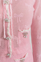joanna Knit Co-ord Set With Pearl & Bow Detailing – Pink