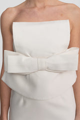 vicky white Strapless Mini Dress With Oversized Bow Waist