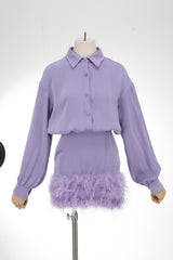 FEATHER LONG SLEEVE SHIRT DRESS Dresses sis label 