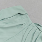 ONE SHOULDER RUCHED MIDI DRESS IN MINT DRESS sis label 