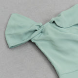 ONE SHOULDER RUCHED MIDI DRESS IN MINT DRESS sis label 