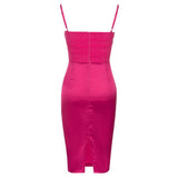 SATIN STRAPY COREST DRESS IN RED-styleofcb