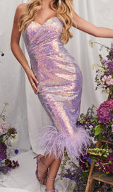 FEATHER SEQUIN MIDI DRESS IN PURPLE Dresses styleofcb 