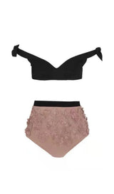 PINK EMBOSSED FLOWER SWIMSUIT Swimwear Oh CICI 