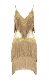 TASSEL LACE MINI DRESS IN PINK Dresses styleofcb XS BROWN 