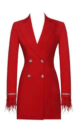FEATHER BACKLESS SUIT MINI DRESS Dresses styleofcb S RED 