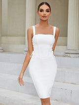 STRAPY HIP WRAP MIDI DRESS IN WHITE-styleofcb