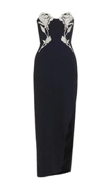 CRYSTAL FLOWER MAXI DRESS IN BLACK Dresses styleofcb 