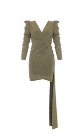 DEEP V DRESS MINI DRESS IN GOLD styleofcb 