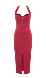CORSET HIP WRAP MAXI DRESS IN RED DRESS styleofcb 