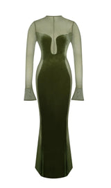 LONG SLEEVES LACE MAXI DRESS styleofcb XS GREEN 
