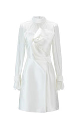 WHITE MESH LONG SLEEVE MINI DRESS