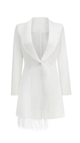 LONG SLEEVES FEATHER MINI DRESS IN WHITE Dresses styleofcb 
