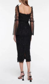 LACE BACKLESS MIDI DRESS IN BLACK Dresses styleofcb 