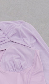 IRREGULAR CUT FISH BONE LOTUS LEAF FOLD DRESS IN MAUVE styleofcb 